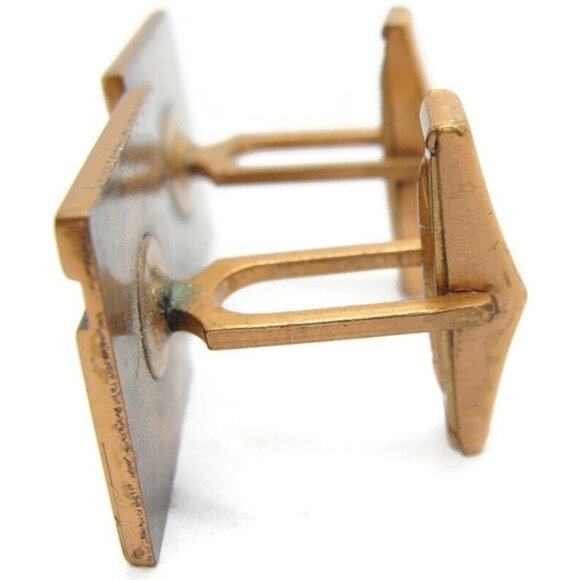 Modernist Copper Cufflinks Square Shirt Accessories Wedding Pat Pending Vintage - Picture 4 of 12